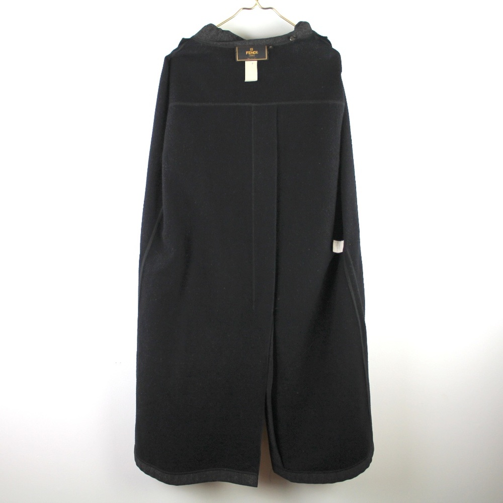 Fendi Vintage Double Faced Black Tan Wool Blend Top Coat Belted Long Trench 42 - Picture 8 of 12